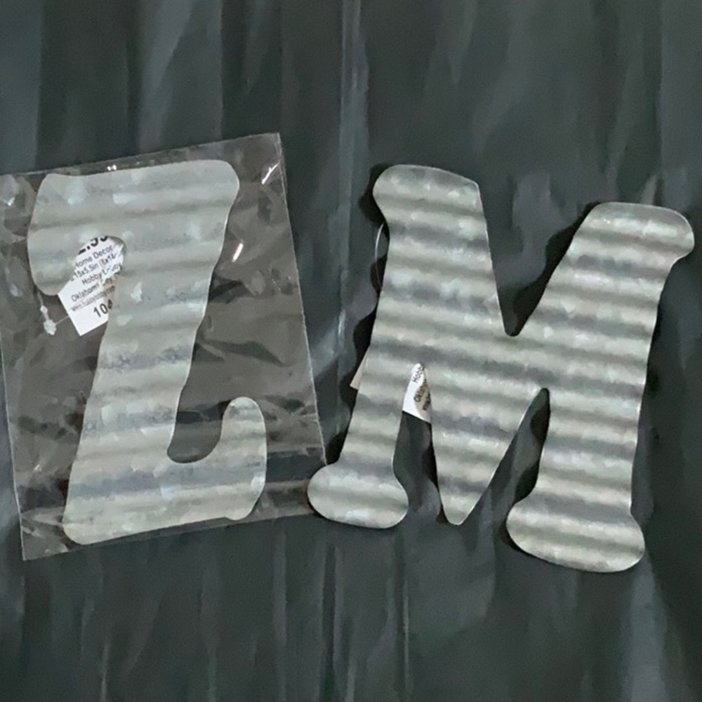 COPY - NWT GALVANIZED  CORRUGATED METAL LETTER M & Z 5”x 4” SET OF 2